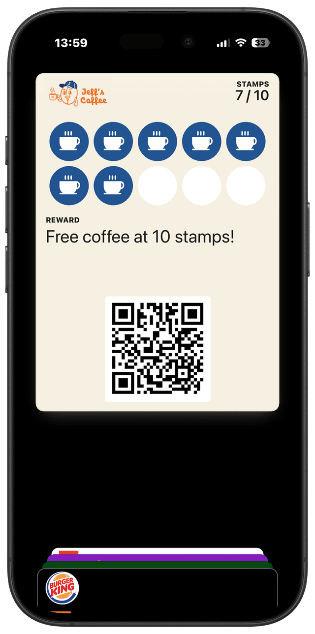 Stampeo loyalty card in Apple Wallet